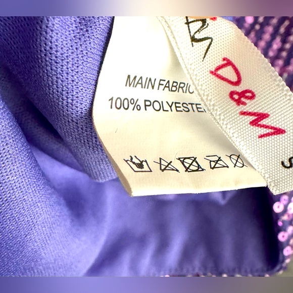 D&M Criss Cross Backless Ruched Side Wrap Hem Purple Sequins Dress, Size Small - Picture 7 of 7